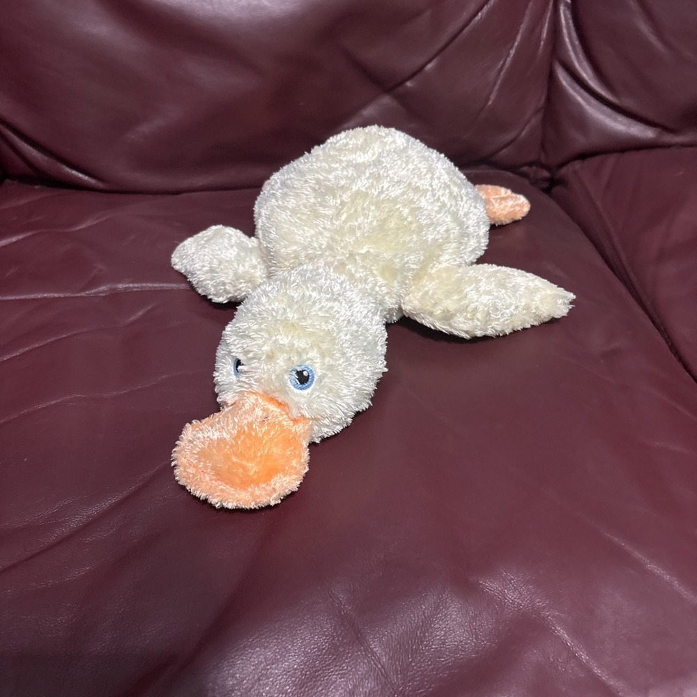 Ty TYSILK Baby HUGGY DUCKY Plush Rattle Pillow Pal Sewn Eyes EUC